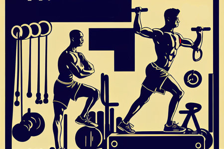 an abstract vintage gym poster illustration, artの素材