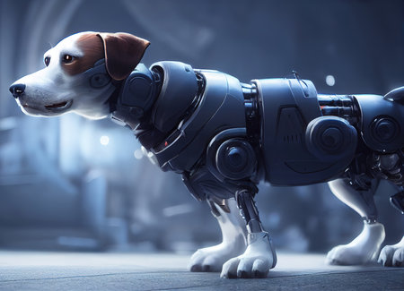 a cyborg dog, sci fi 3d illustrationの素材