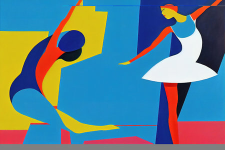 abtract colorful figure skating illustration, poster artの素材