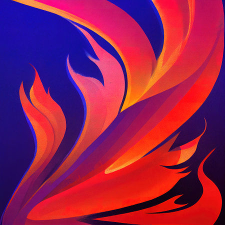 cartoon flame illustration with blue background artの素材