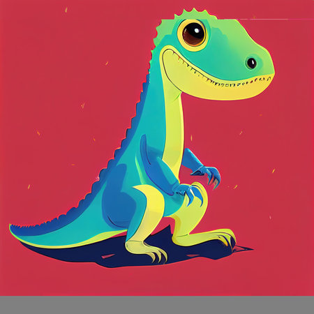a colorful cartoon illustration of a dinosaur artの素材