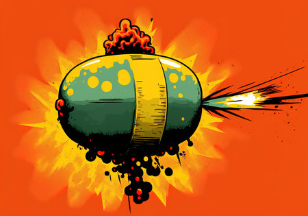 bomb cartoon illustration of a bottle in tnt style, colorful artの素材