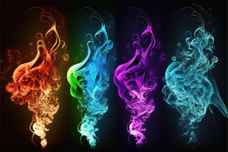 shining colors in different smoke styles, modern art themedの素材