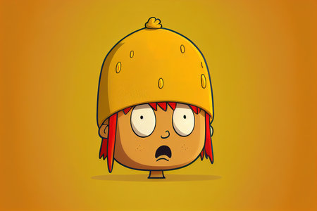 funky cool beanie in cartoon surprised style artの素材