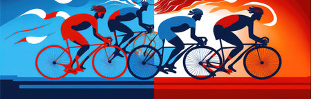a cyclist tournament over seasons, long period of timeの素材