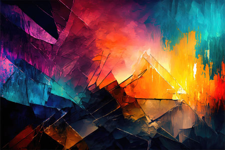 colorful modern art illustration with splittersの素材