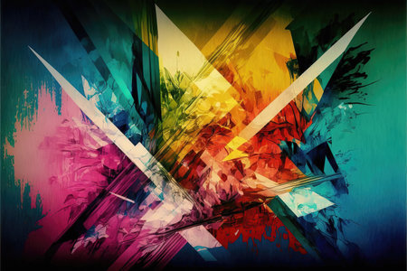 triangles in the middle of a color explosionの素材