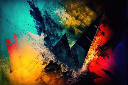 modern art of triangles in black and red, color styleの素材