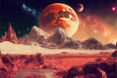 the unknown red planet, impressive wallpaper illustrationの素材