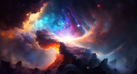 a beautiful space inspired wallpaper, wonderful north polar lights style, ai generated imageの素材