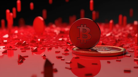 bitcoin is crashing in complete red scenario, dump phase, ai generated imageの素材
