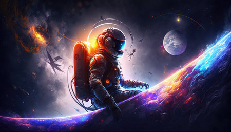 an epic astronaut in space, scifi artwork, generative ai technologyの素材