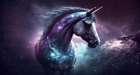 a beautiful unicorn in space, epic scifi artwork, generative ai technologyの素材