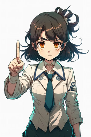 an angry looking anime girl showing her finger, do what she says, generative ai technologyの素材