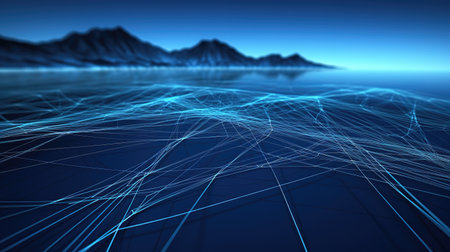 wallpaper design with blue long lines, ai generated imageの素材