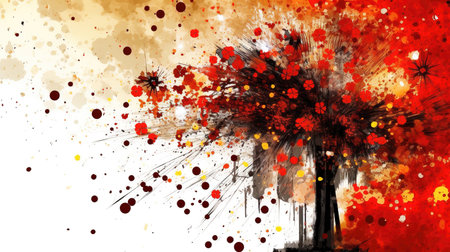 an exploding abstract tree with different colors, wallpaper modern design, ai generated imageの素材