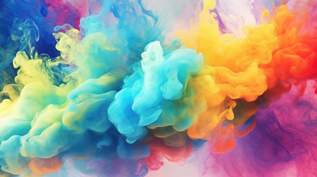 colored ink powder are exploding, ai generated imageの素材