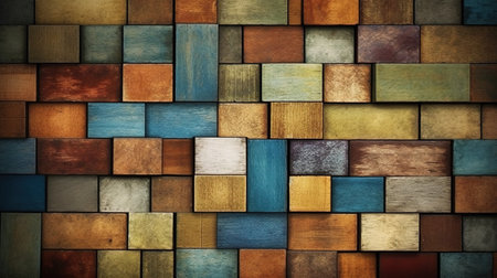 modern wall art design of cubes in shining colors, wallpaper artwork, ai generated imageの素材