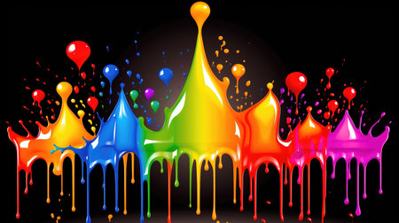 a happy looking ink splashes wallpaper, ai generated imageの素材