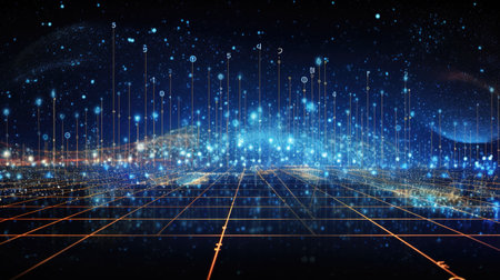 a network inspired connection wallpaper artwork, blue design, ai generated imageの素材