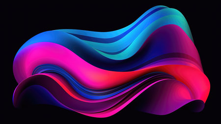abstract modern neon light statue, wave style, ai generated imageの素材