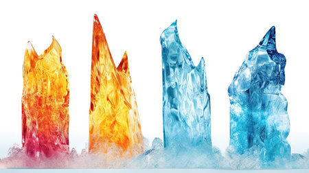 cracked ice candles in different colors, ai generated imageの素材
