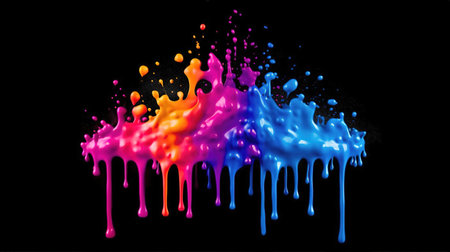 cool modern ink splashes effect dropping at the ground, wallpaper artwork, ai generated imageの素材