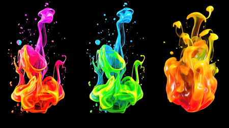 ink splashes dropping in water, fluid effect as a wallpaper, ai generated imageの素材