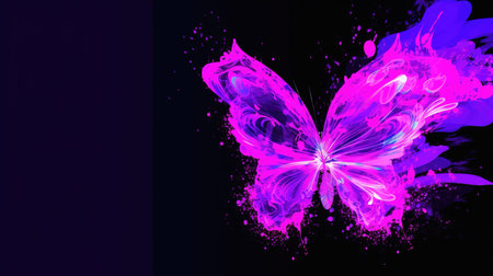 an epic butterfly wallpaper artwork with shining neon lights, ai generated imageの素材