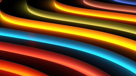 modern neon light waves as a wallpaper background artwork, ai generated imageの素材