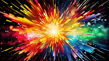 modern cartoon inspired color explosion, wallpaper design, ai generated imageの素材