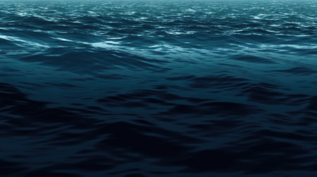 a calm and relax illustration of the ocean, night wallpaper design, ai generated imageの素材