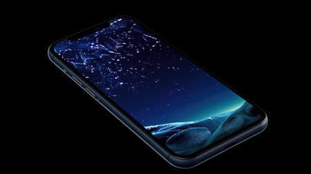 a scifi universe phone mockup illustration, ai generated imageの素材