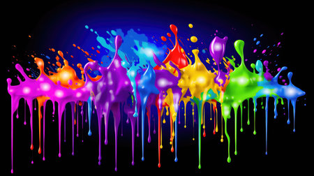 a modern wallpaper of ink splashes in different colors and shiing effect, ai generated imageの素材