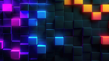 pixel inspired modern office cubes in colors, wallpaper design, ai generated imageの素材