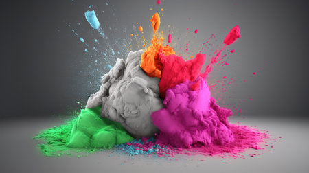 a small little hill with color attack, ai generated imageの素材