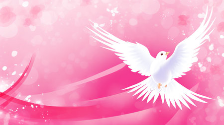 a wedding gift card illustration with a pigeon, love and peace, ai generated imageの素材