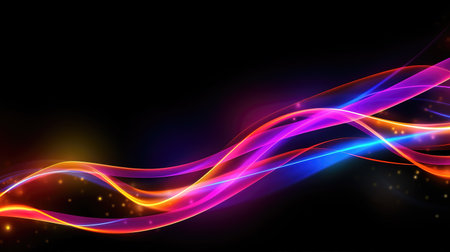 neon light waves in a wallpaper design, ai generated imageの素材