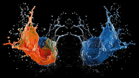 inks in colors in a splash fluid way, wallpaper artwork, ai generated imageの素材