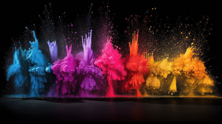 colors in powder are exploding, wallpaper design, ai generated imageの素材