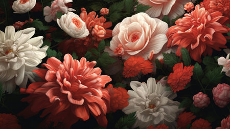 a concept art illustration of epic flowers, wallpaper style, ai generated imageの素材