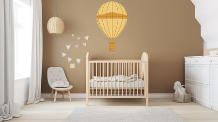 a children sleeping room mockup, ai generated imageの素材
