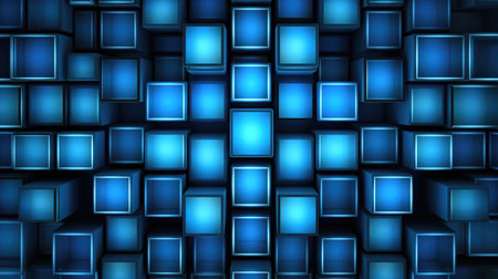 blue cubes in a pixel wallpaper artwork, ai generated imageの素材