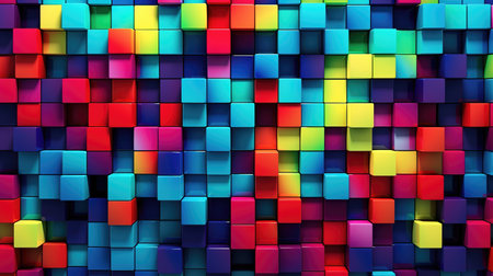 a cool pixel modern cube wallpaper, bright colors, ai generated imageの素材