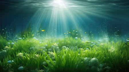 sun shining through the water, beautiful wallpaper, ai generated imageの素材