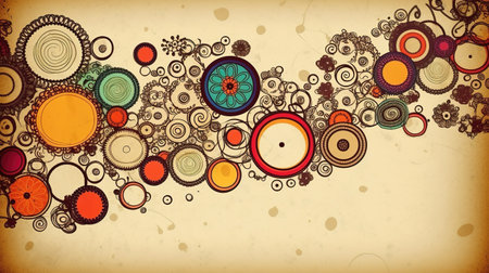 a vintage inspired classic steampink wallpaper, circle style, ai generated imageの素材