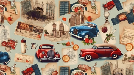 a vintage inspired poster artwork of traveling around the world, ai generated imageの素材