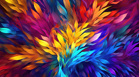 modern cool colrful feathers wallpaper, ai generated imageの素材
