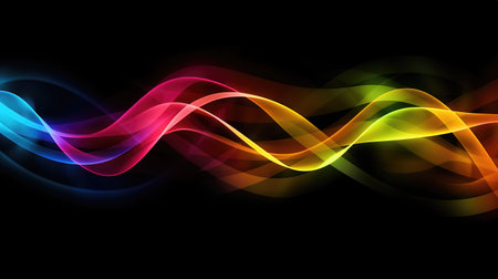 neon light waves as a modern wallpaper design, ai generated imageの素材