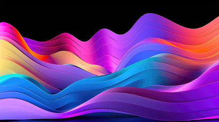 modern abstract simple wallpaper design of waves in different colors, ai generated imageの素材